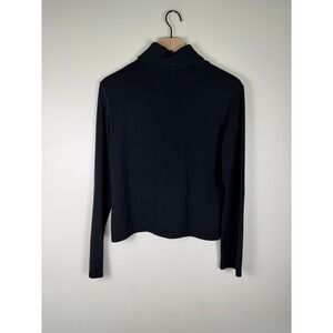 Vtg ESCORPION Art Deco Turtleneck Eclectic Women L Black Abstract Graphic Ribbed